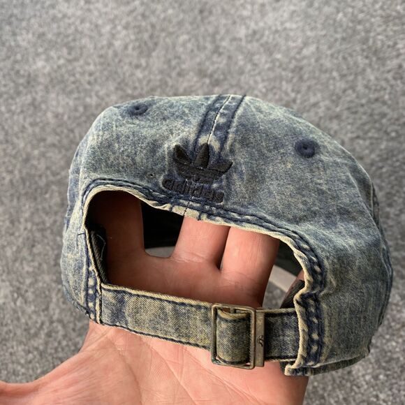 Adidas Strapback Hat Cap Blue Trefoil Logo Retro Three Stripes Chambray - Picture 5 of 8